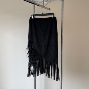 Rachel Roy Faux Suede Fringe Skirt